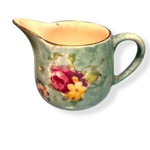 Antique James Kent Fenton Floral Porcelain Creamer Pitcher Soft Green